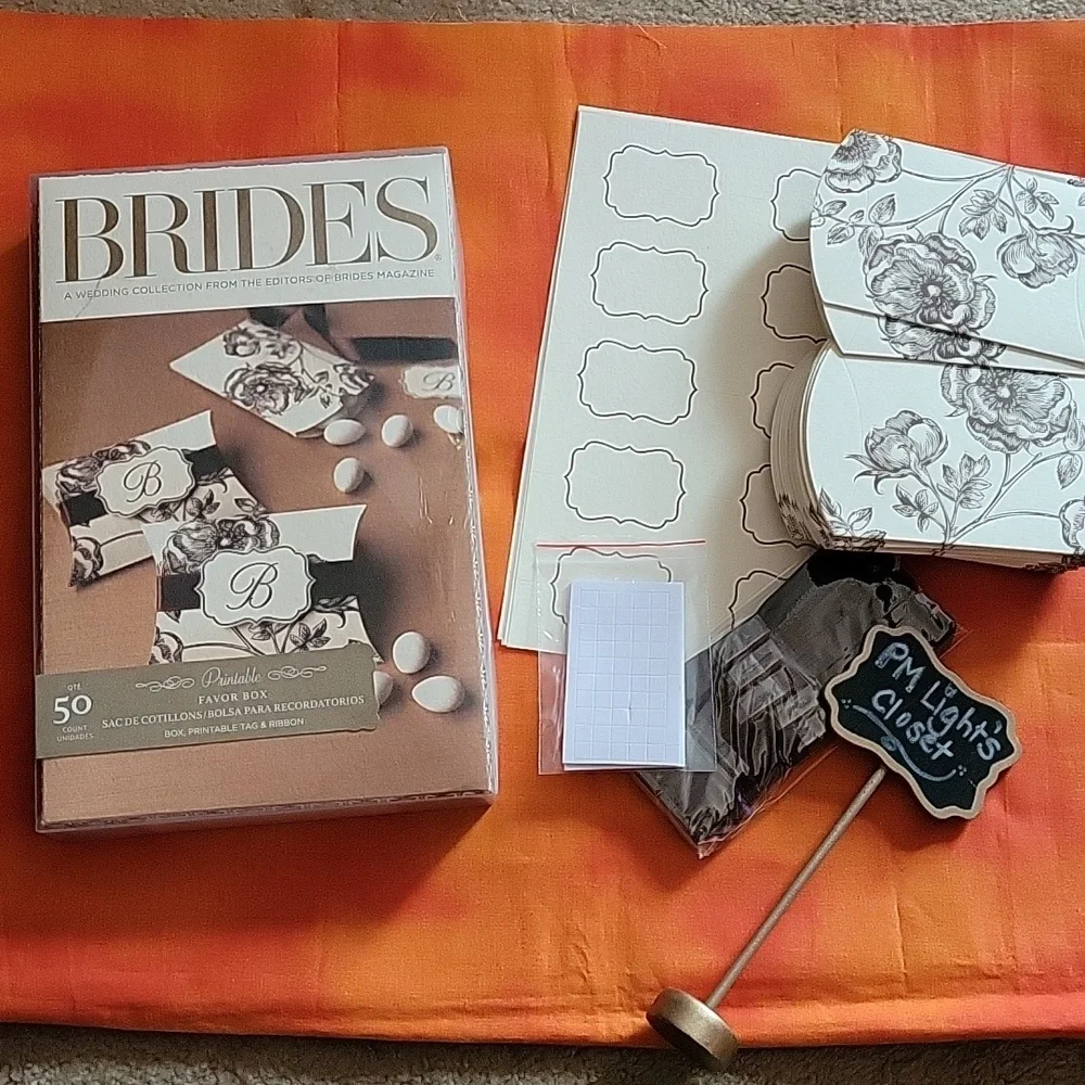 Brides 50 Count Favor Box Kit New DIY Printable Ivory Brown Floral Wedding